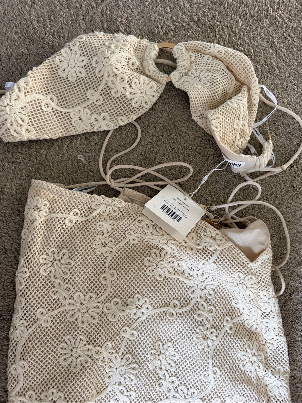 Kulani lace tie, crop top and skirt, sweet nothings Cream Top & Maxi Skirt Set - Picture 4 of 4